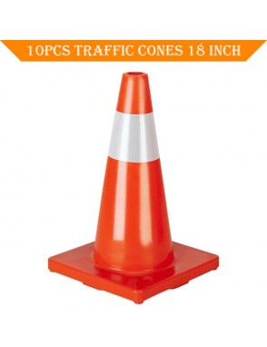 Oshion 10Pcs Traffic Cones 18" Orange Slim Fluorescent Reflective Road Safety Parking Cones