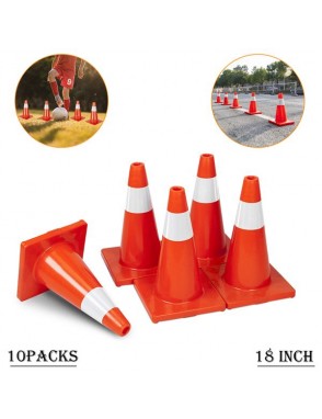 Oshion 10Pcs Traffic Cones 18" Orange Slim Fluorescent Reflective Road Safety Parking Cones