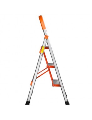 Non-slip 3-Step Aluminum Ladder Folding Platform Stool 330 lbs Load Capacity Orange