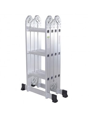 Practical 12-Step Joints Aluminum Folding Ladder Silver
