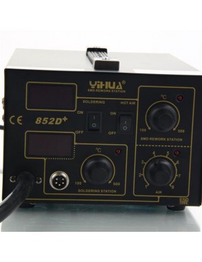 YiHUA-852D  2-in-1 Dual-Display Soldering Station   Hot Air Gun   Soldering Iron Kit (UK Standard) B