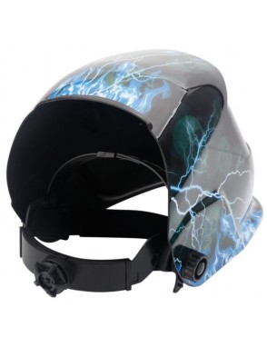 Solar Powered Auto Darkening Welding Helmet Lightning Skull Pattern